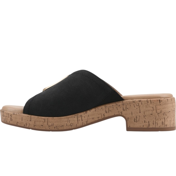 Cliffs by White Mountain Women's Black Nubuck Slide Sandals - Picture 15 of 16